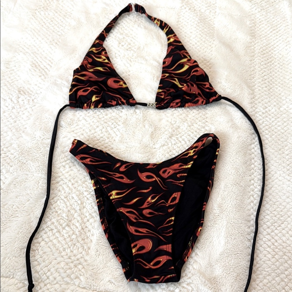 Flame Print Bikini Set